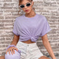 Round Neck Cuffed Sleeve T-Shirt