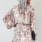 Floral Balloon Sleeve Ruffle Hem Dress
