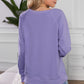 Round Neck Raglan Sleeve Exposed Seam Sweatshirt