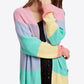 Color Block Open Front Drop Shoulder Cardigan with Pockets