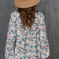 Floral Tie-Neck Long Balloon Sleeve Blouse