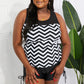 Full Size Chevron Print Ruched Tankini Set