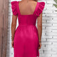 Square Neck Butterfly Sleeve A-Line Dress