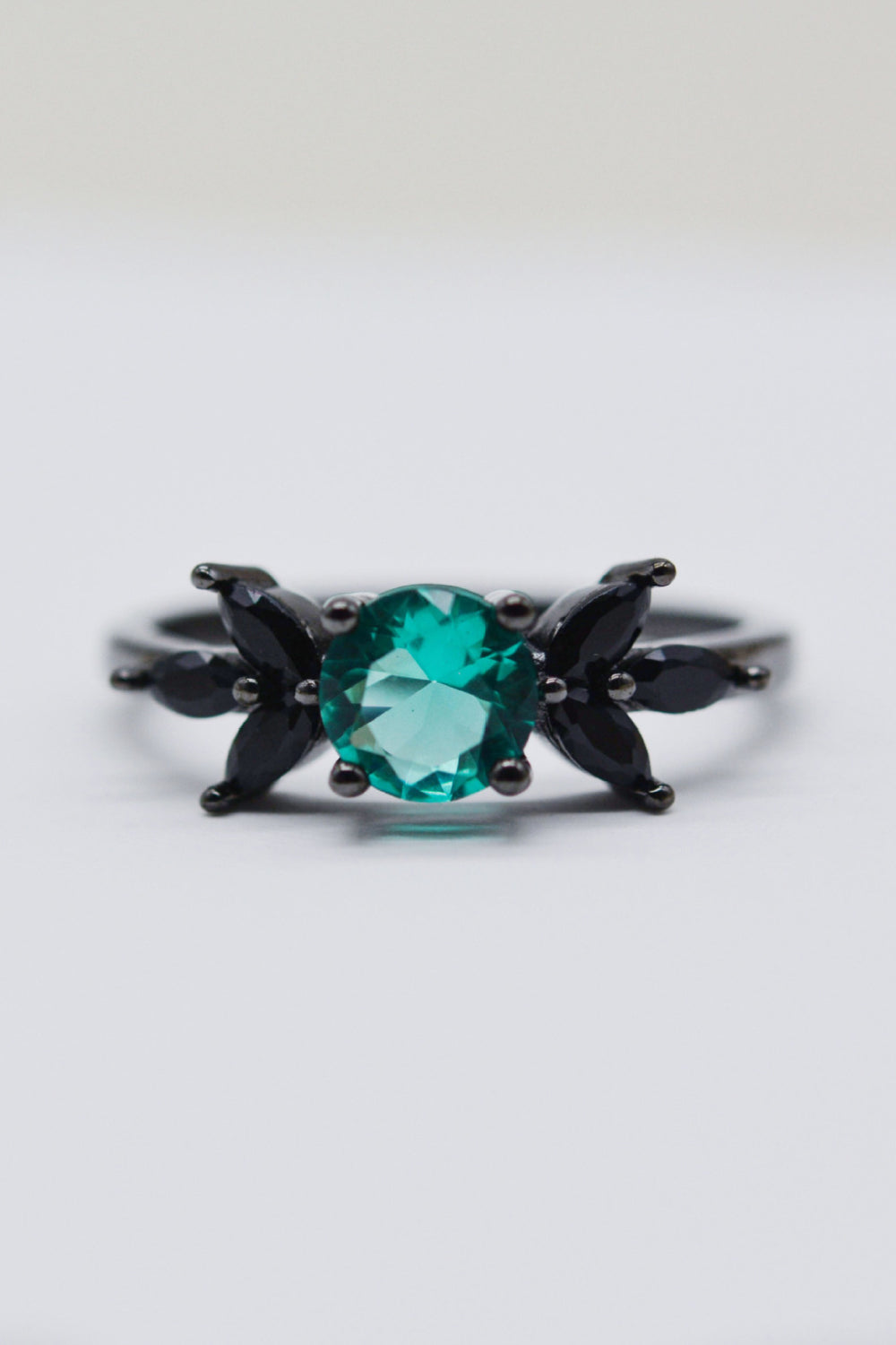 Natural Paraiba Blue Zircon Leaf Ring