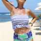 Floral Ruffle Hem Smocked Swimsuit Set