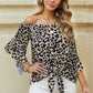 Printed Off-Shoulder Flounce Sleeve Top