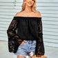 Applique Flounce Sleeve Off-Shoulder Blouse