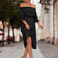 Frilled Off-Shoulder Flounce Sleeve Dress
