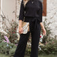 Belted Three-Quarter Sleeve Jumpsuit