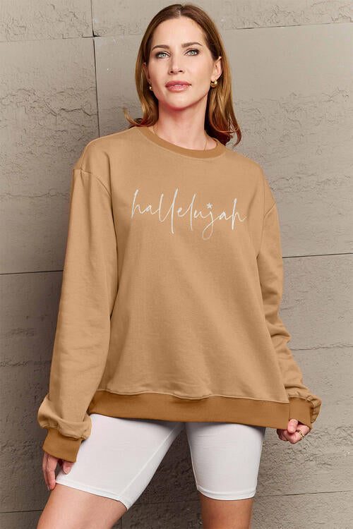 Simply Love Full Size Letter Graphic Long Sleeve Sweatshirt