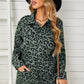 Leopard Drawstring Waist Jacket with Pockets