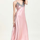 Full Size Lace Trim V-Neck Spaghetti Strap Satin Night Dress