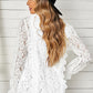 Lace Crochet V-Neck Flounce Sleeve Top