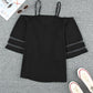 Cold-Shoulder Three-Quarter Flare Sleeve Blouse