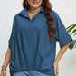 Plus Size Collared Half Sleeve Hem Detail Top