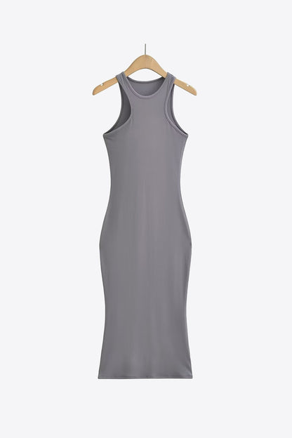 Round Neck Sleeveless Midi Dress