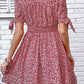 Ditsy Floral Tied Puff Sleeve Button Front Dress