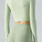 Ribbed Faux Layered Halter Neck Cropped Sports Top