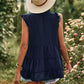 Swiss Dot Ruffle Shoulder Tiered Top