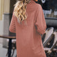 Button Front Curved Hem Raglan Sleeve Shirt Dress