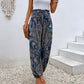 Paisley Print Smocked High-Waist Pants