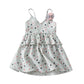 Printed Spaghetti Strap Flower Decor Dress