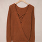Crisscross Back Waffle-Knit Sweater