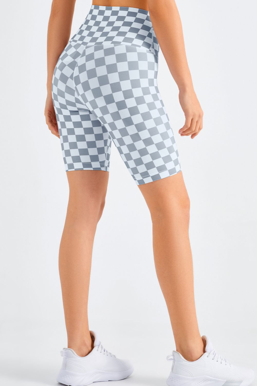 Checkered Wide Waistband Biker Shorts