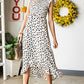 Leopard Print Smocked Ruffle Hem Dress