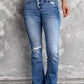 Distressed Flared Jeans with Pockets