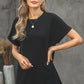 Round Neck Short Sleeve Solid Color Tee