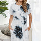 Tie-Dye Round Neck Tee Dress with Pockets