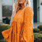 Floral Puff Sleeve Round Neck Babydoll Top