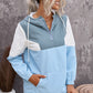 Color Block Quarter-Zip Drawstring Hoodie