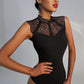 Scalloped Lace Yoke Sleeveless Bodysuit