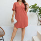 Plus Size Buttoned Notched Neck Shift Dress