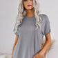 Round Neck Short Sleeve Solid Color Tee