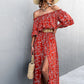 Floral Off-Shoulder Front Split Dress