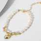 14K Gold Plated Heart Charm Pearl Bracelet