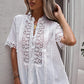 Buttoned Spliced Lace Blouse