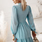Smocked Tied Balloon Sleeve Mini Dress
