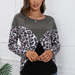 Leopard Patch Color Block Ribbed Top