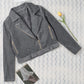 Belted Zip-Up Corduroy Jacket