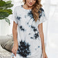 Tie-Dye Round Neck Tee Dress with Pockets