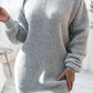 Rib-Knit Balloon Sleeve Boat Neck Sweater Dress