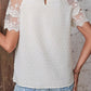 Swiss Dot Spliced Lace Round Neck Blouse