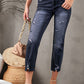 Distressed Hem Detail Cropped Jeans