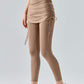 Drawstring Ruched Faux Layered Yoga Leggings