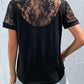 Spliced Lace Round Neck Short Sleeve Top
