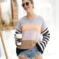Striped Ribbed Trim Bell Sleeve Sweater